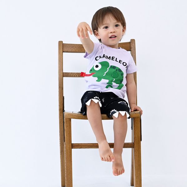 日本 Baby Room - 立體翻翻樂短袖上衣-變色龍-白