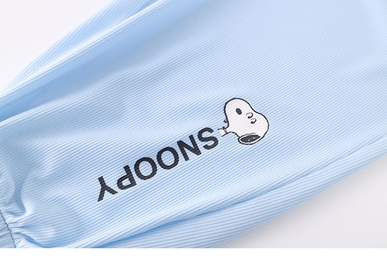 卡通SNOOPY腰鬆緊束口運動褲-側邊SNOOPY-淺藍色