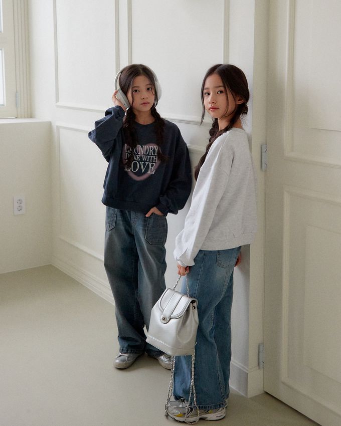 韓國 sm2 - 鬆緊腰雙口袋寬鬆丹寧長褲