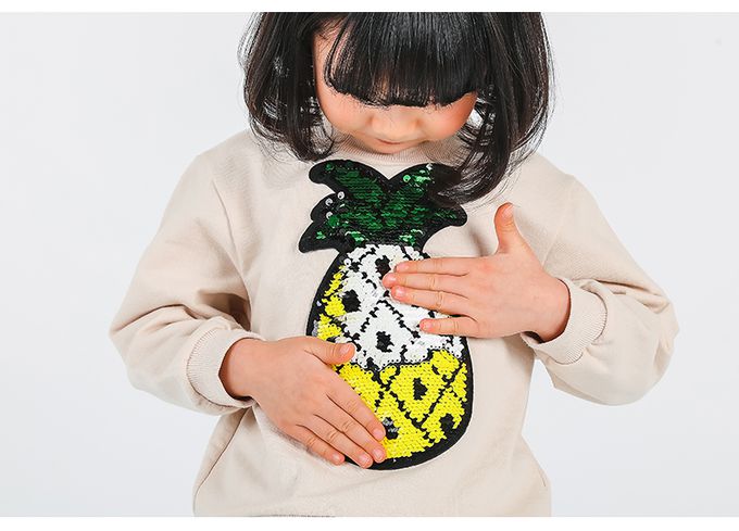 韓國 OZKIZ - 閃亮變色長袖大學T-鳳梨