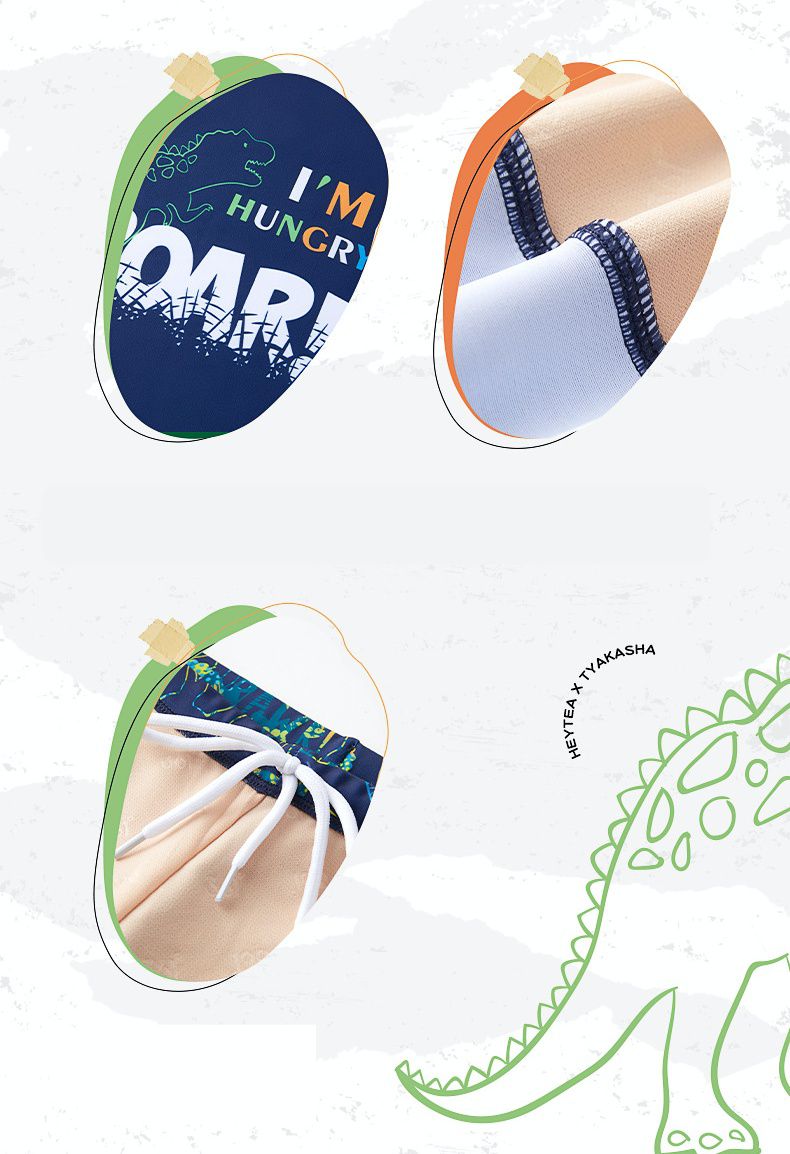 361° - 兒童卡通圖短袖泳衣套裝(二件組)-恐龍世界-淺藍色