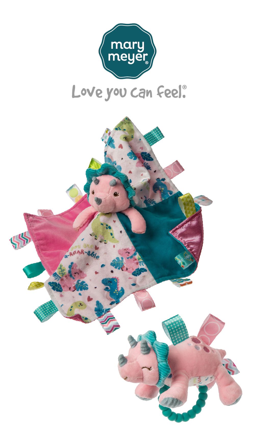 美國 MaryMeyer 蜜兒 - 跳跳角角龍經典禮盒(手搖鈴+安撫巾)