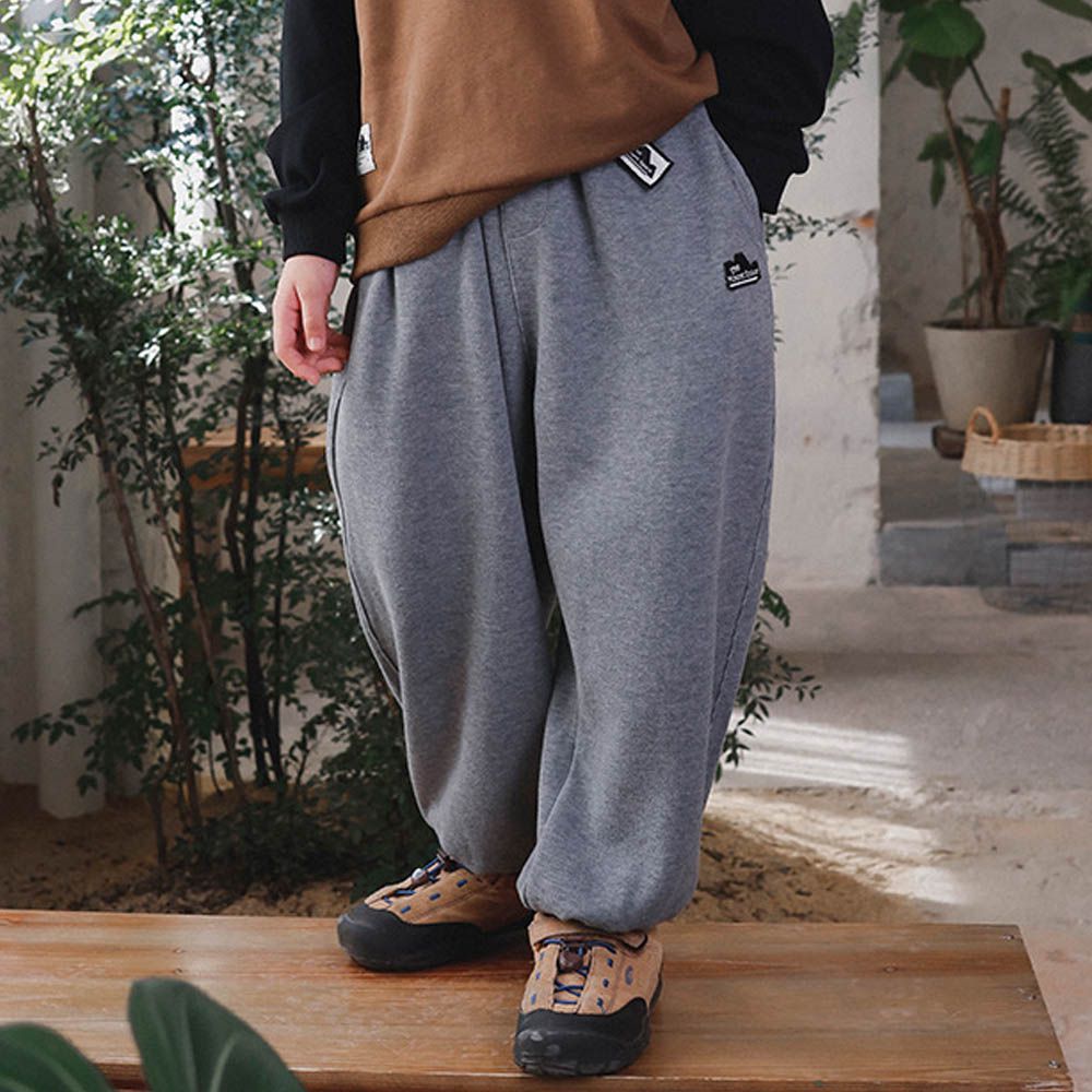 彈性運動縮口長褲-灰色