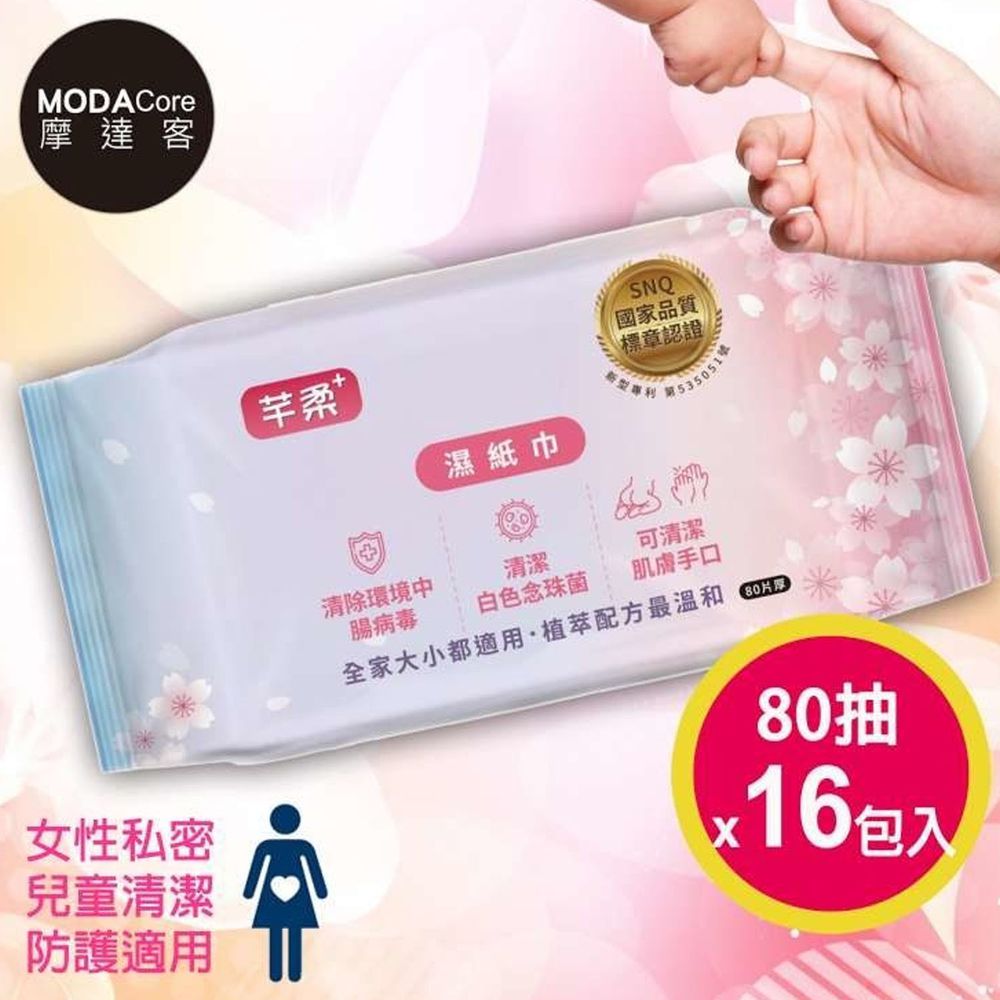 芊柔 - PLUS清除腸病毒+抗白色念珠菌濕紙巾-家庭包80抽*16包入