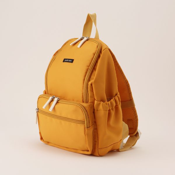 日本 petit main - 潑水加工硬挺帆布透氣背包-灰綠 (F)