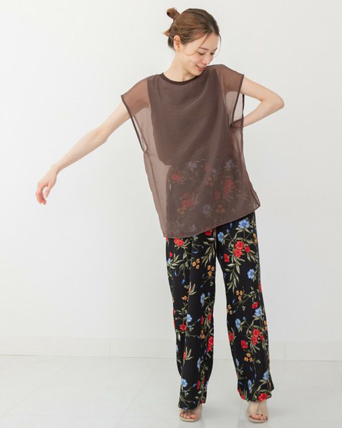 日本 gleam - 輕盈歐根紗唯美顯瘦法式袖上衣-黑