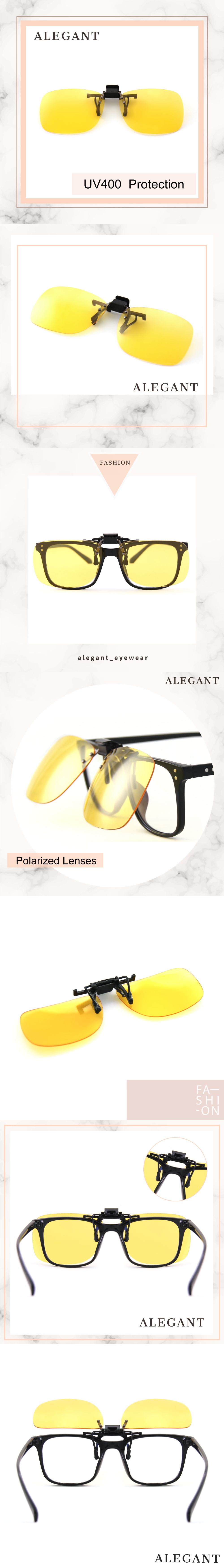 ALEGANT - 經典淺桔黃可掀夾式防眩光寶麗來偏光太陽眼鏡/UV400墨鏡/MIT/上掀夾片/外掛夾式鏡片