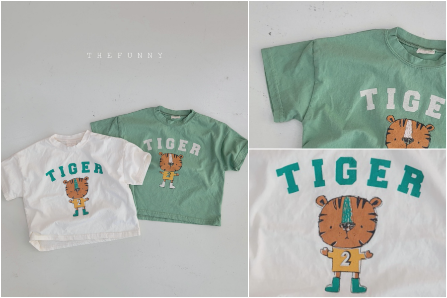 韓國 The Funny - 老虎純棉T-綠