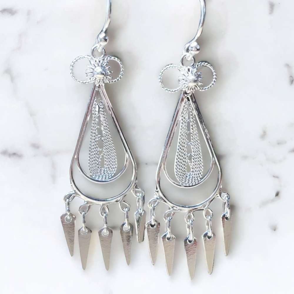 水滴流蘇垂墜式耳飾耳針耳環 (F SIZE)