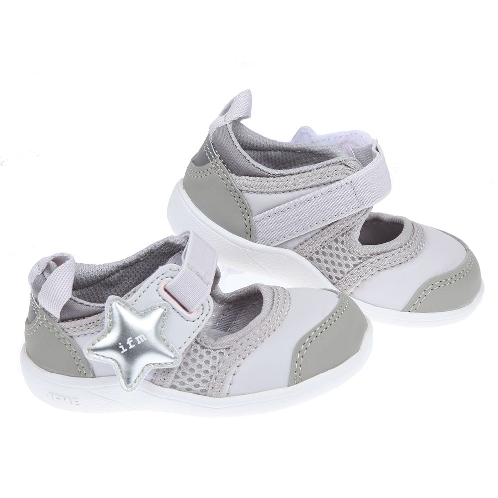 日本IFME - 銀灰星星和風兒童機能寶寶水涼鞋-銀灰色