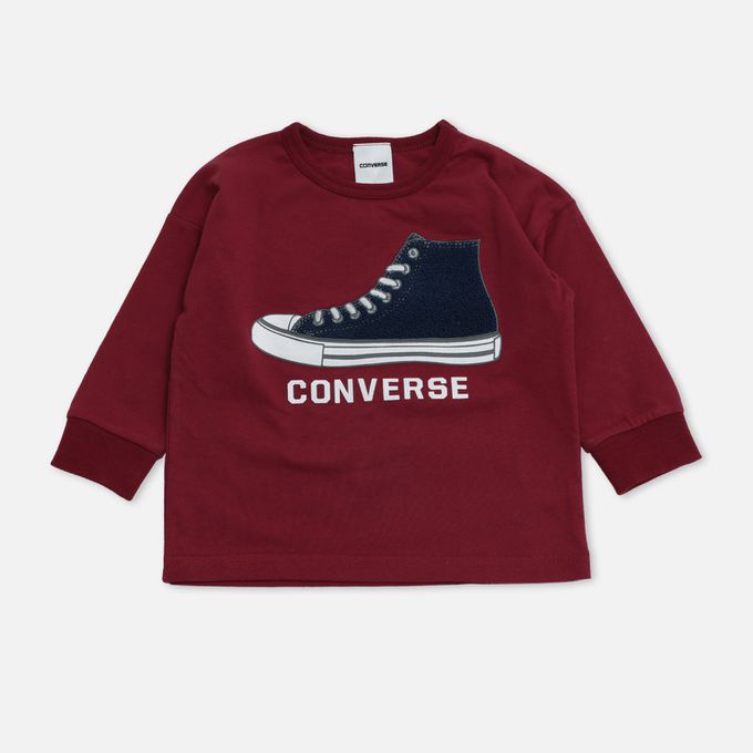 日本 Chil2 - CONVERSE聯名 薄長袖上衣-高筒球鞋-黑