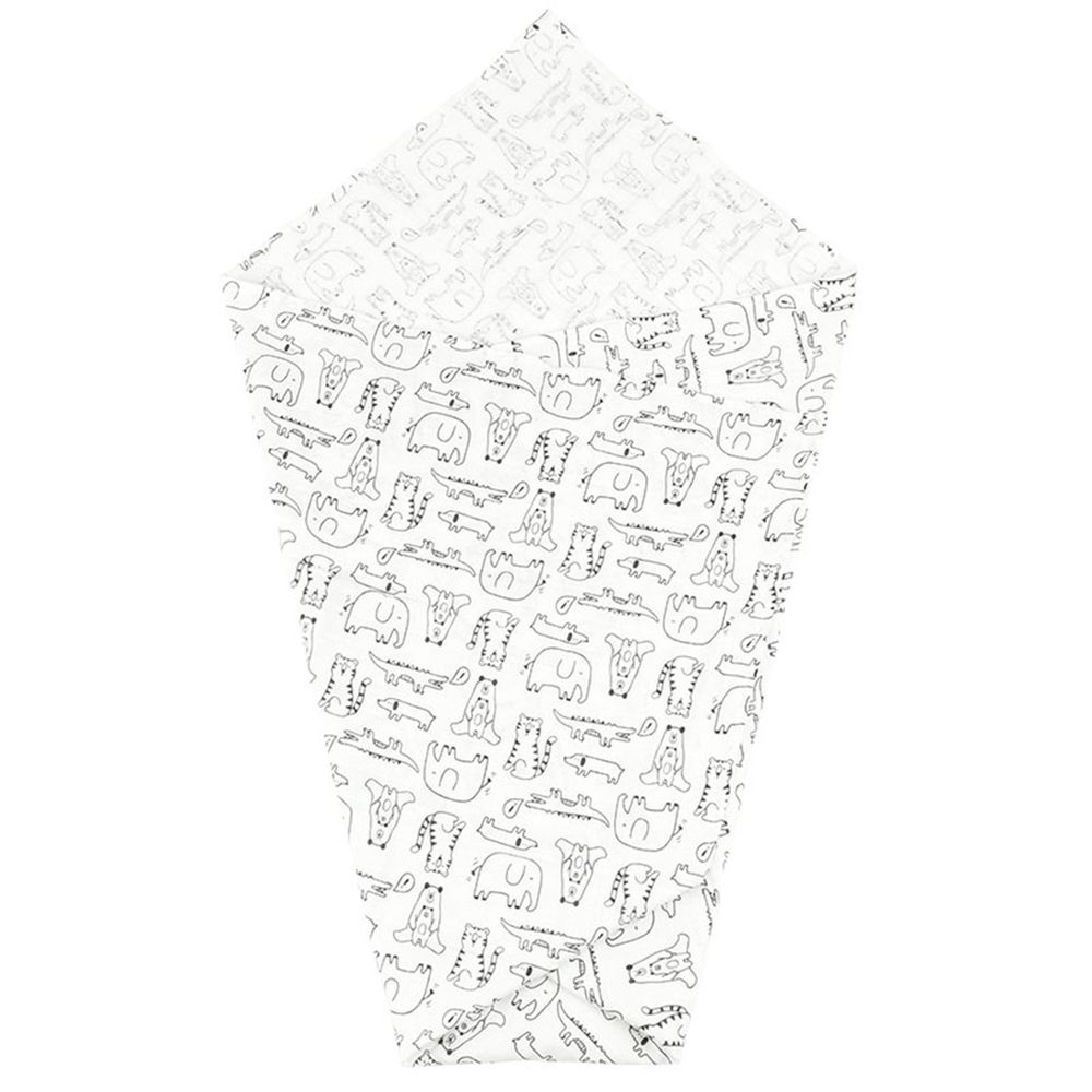 akachan honpo - 彈性穆斯林紗布包巾-動物-白色 (100×100cm)