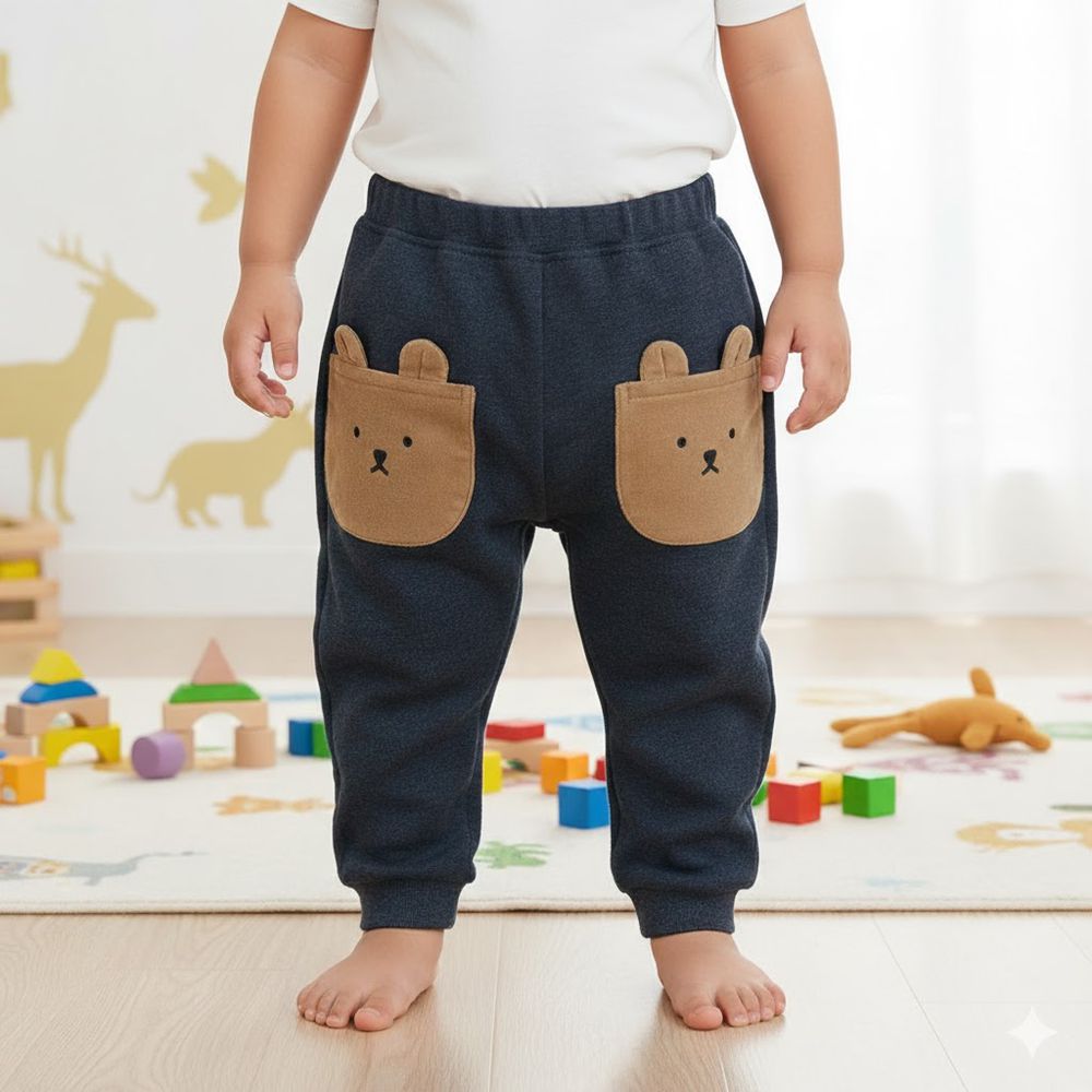 10分褲-動物造型口袋-深藍色