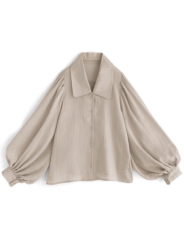 日本 GRL - 春日清新微透膚翻領襯衫-天使白 (F)