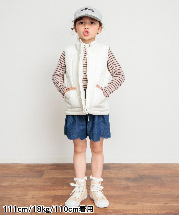 日本 BREEZE - 羅紋捲邊百搭薄長袖上衣-墨綠條紋