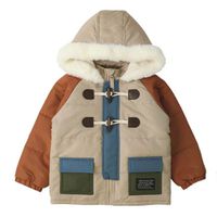 日本 ZOOLAND - 潑水加工 防寒玩雪連帽鋪棉外套-撞色-棕系