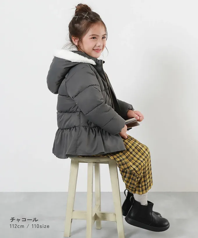 日本 devirock - 甜美下擺輕暖纖維羽絨外套(毛帽可拆)-紫丁香