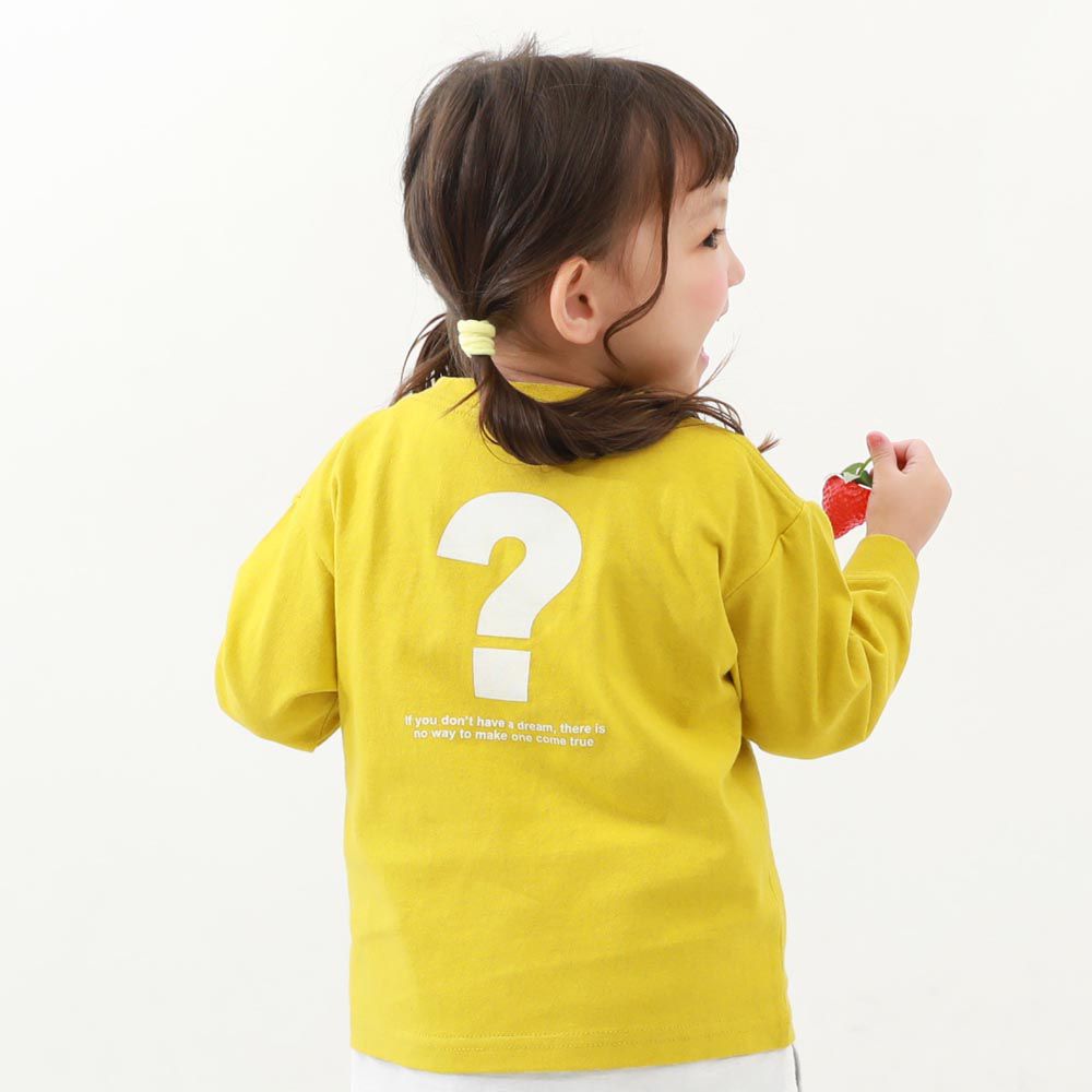 日本 devirock - [定番]純棉印花長袖上衣-巨大問號-黃