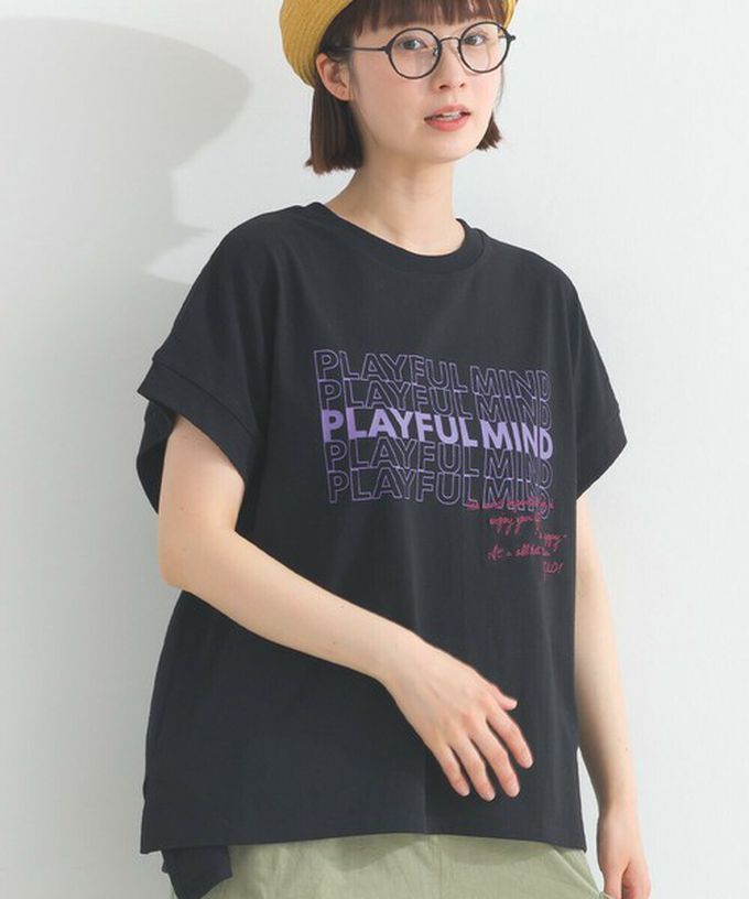 日本 Lupilien - 16OE天竺棉 法式英文標語短袖上衣-白