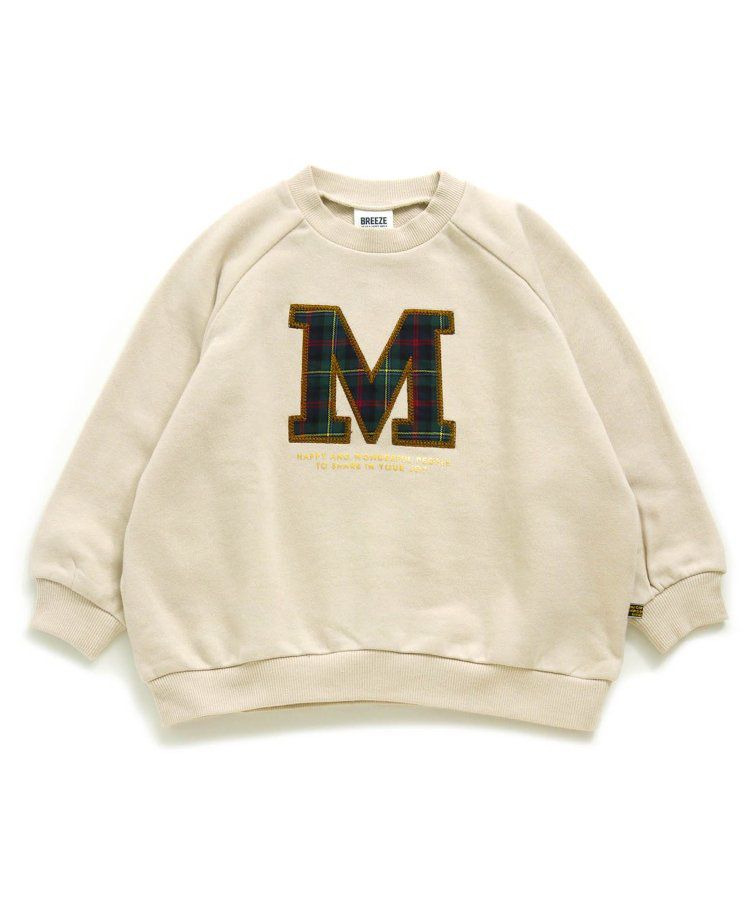 日本 BREEZE - 節慶滿點！裏毛長袖上衣-格紋-奶油米