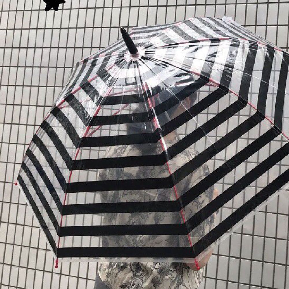 日本Caetla - Evereon可替換式環保輕量傘-時尚條紋-黑