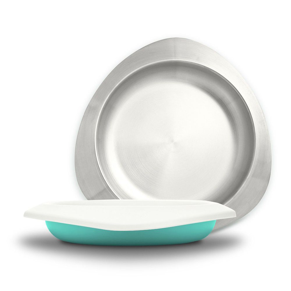 VIIDA - Soufflé抗菌不鏽鋼兒童餐盤-餐盤-綠
