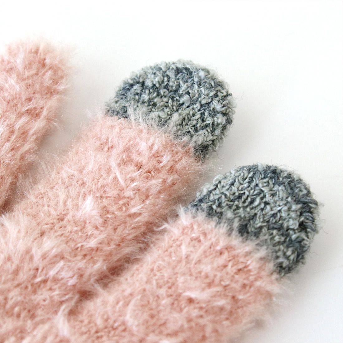 日本 TOMO - 大人可觸控短絨保暖手套-柴犬-淺粉