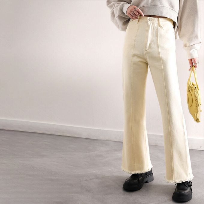 日本 Classical Elf - 顯瘦美腿彈性微喇叭長褲-深藍