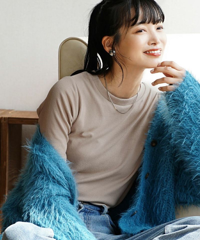 日本 zootie - 舒膚羅紋彈性刷毛薄長袖上衣-圓領-祖母綠