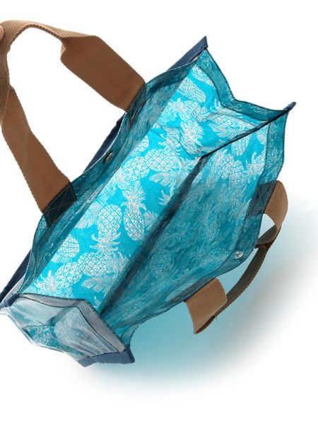 日本 OCEAN&GROUND - 透明PVC防水手提袋-花紋系列-碎花藍 NV (25x33x13.5cm)