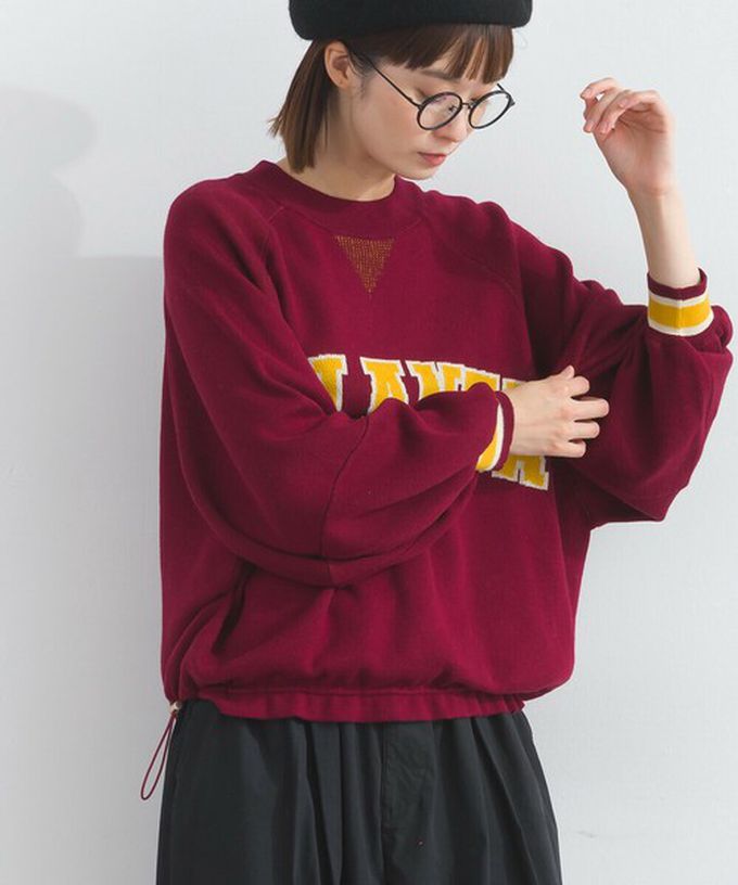 日本 Lupilien - 明亮撞色學院風抽繩針織上衣-酒紅