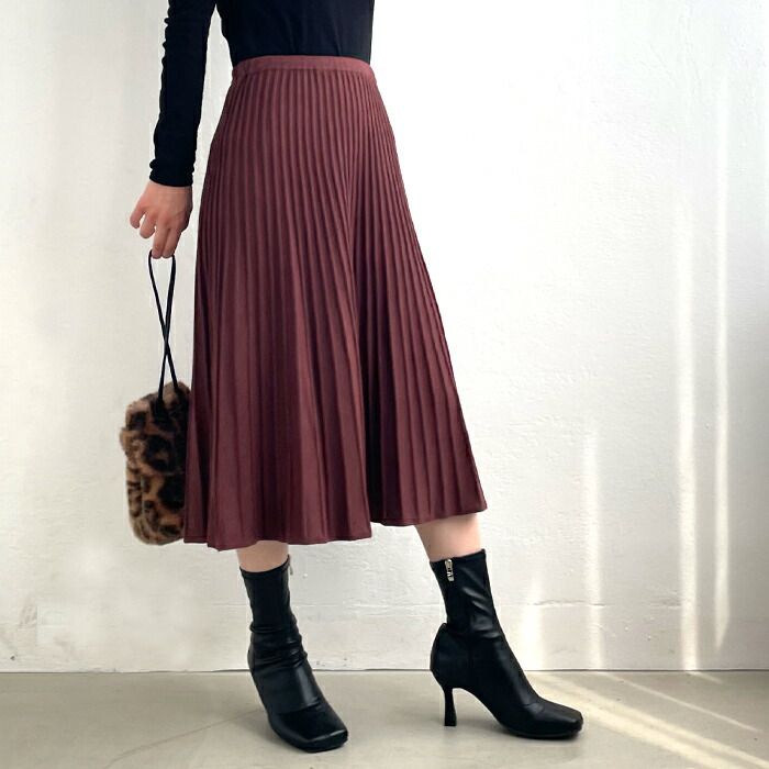 日本 ihuu - 百搭氣質針織百摺裙-灰