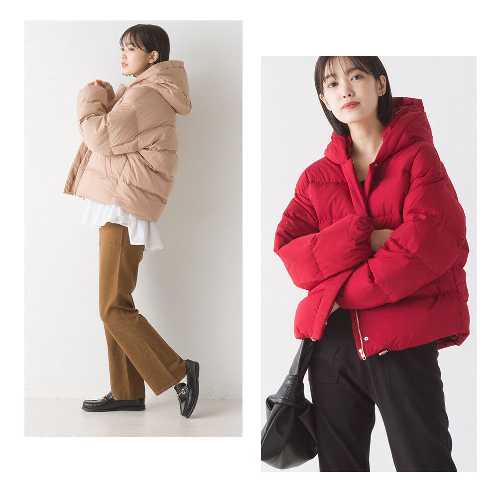 日本 OMNES - 80%羽絨 時尚短版輕盈連帽外套-海軍藍