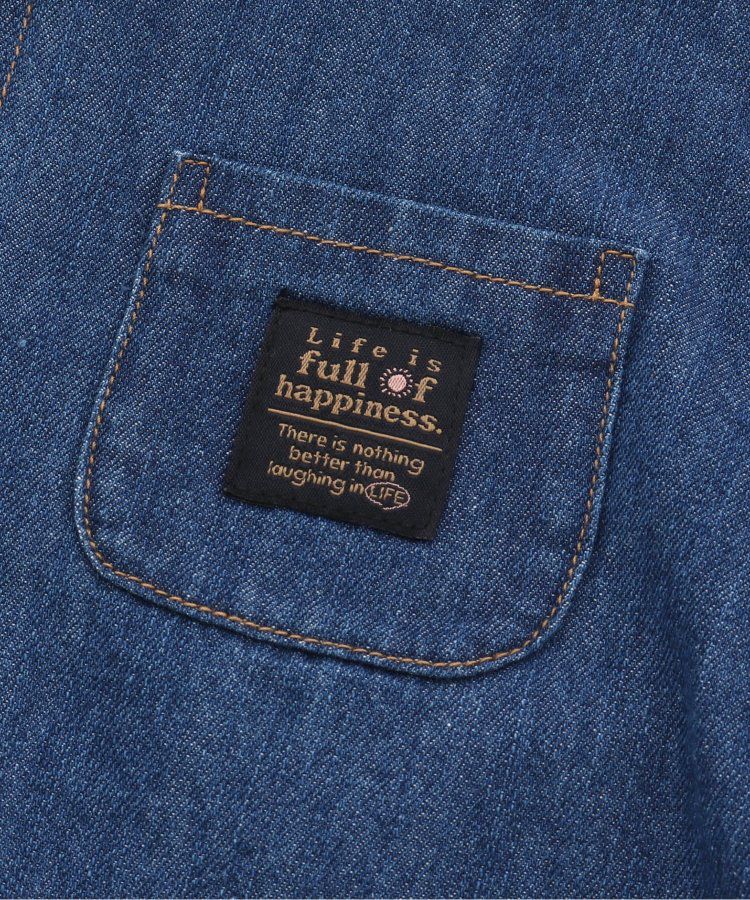 日本 BREEZE - 帥氣印花開襟短袖襯衫-丹寧藍