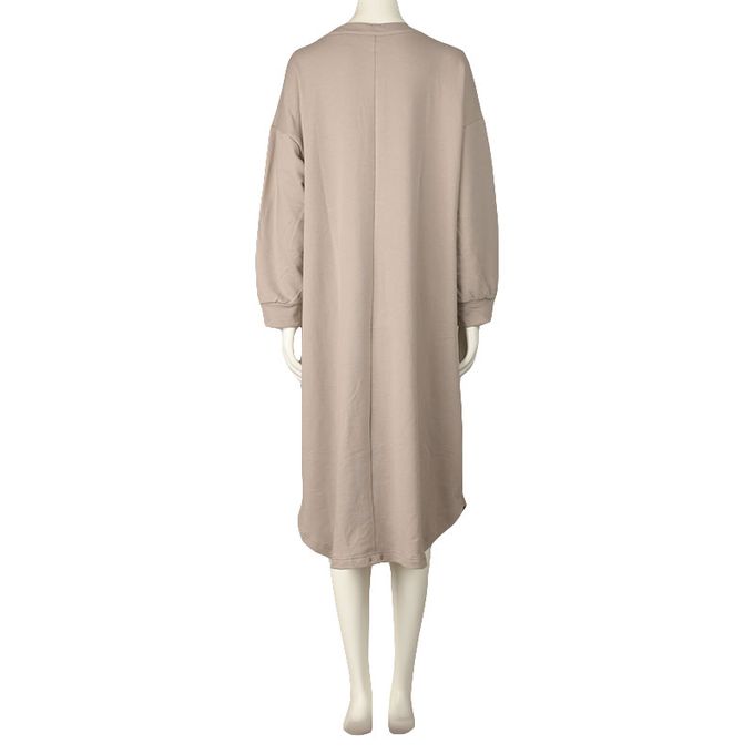 akachan honpo - 長袖彈性洋裝-防止裙擺上翻設計-摩卡色 (M~L)