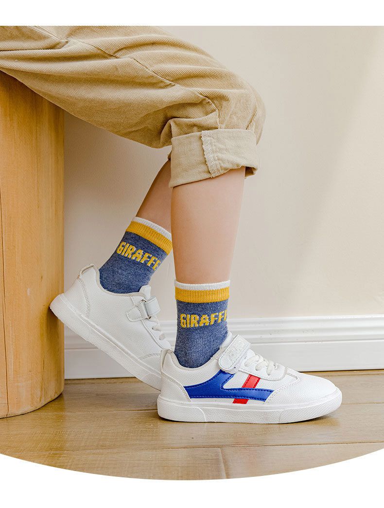 兒童中筒襪-ML21-830撞色長頸鹿 (五入一組)