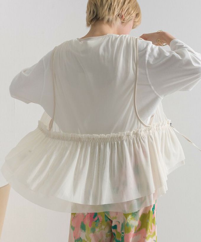 日本 le colis - 仙氣薄紗層次穿搭背心(腰抽繩)-暈染紫