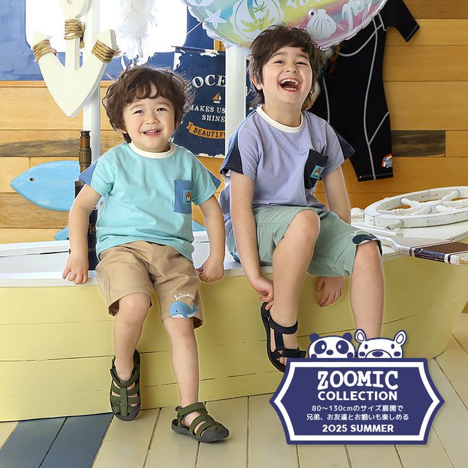 日本 ZOOLAND - 海洋印花短袖上衣-背後鯨魚-紫