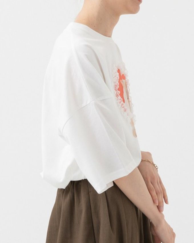 日本 gleam - 厭世貓咪愛心蕾絲寬大風短袖T恤-藍貓-炭黑