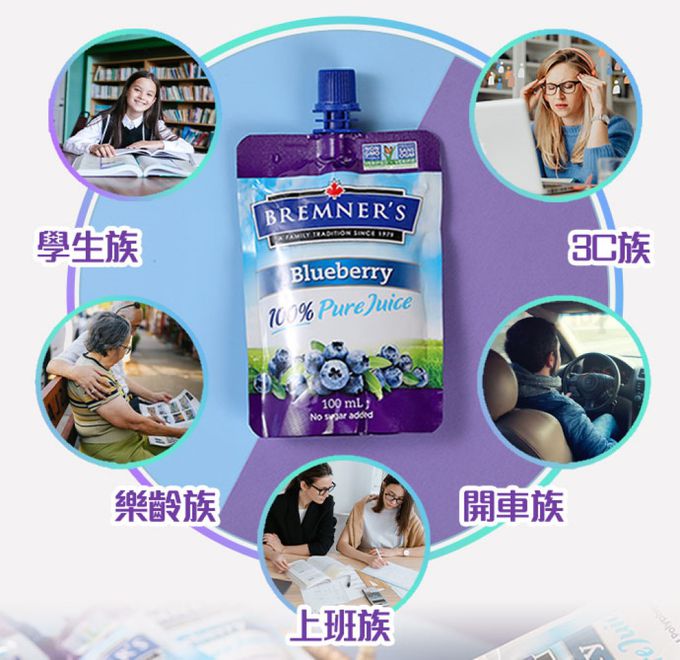 愛品鮮 - 【享吃鮮果】加拿大布蘭納藍莓原汁8包(100ml/包)