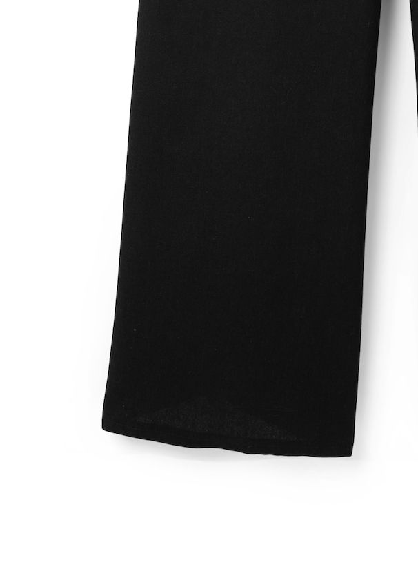 日本 GRL - 簡約棉麻透氣吊帶褲-黑