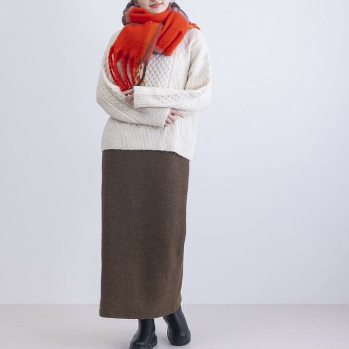 日本代購 - 份量感印花保暖流蘇圍巾-撞色-綠紫