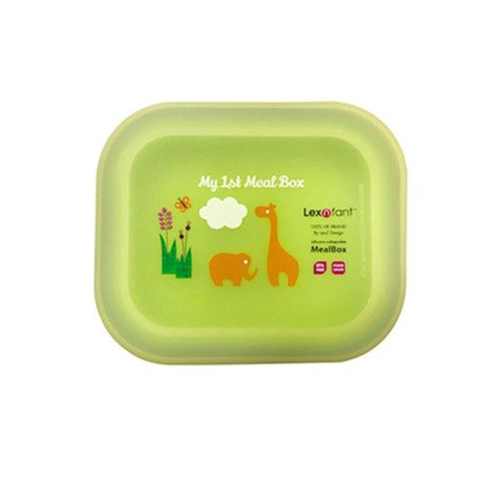 Lexngo - 兒童矽膠餐盒-綠 (大_19x16x5.8cm)-摺疊高 3cm