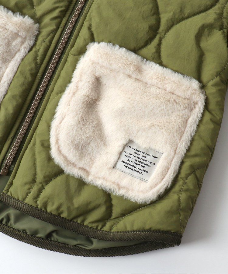 日本 BREEZE - 袖可拆2way絎縫拼接夾克/背心-軍綠