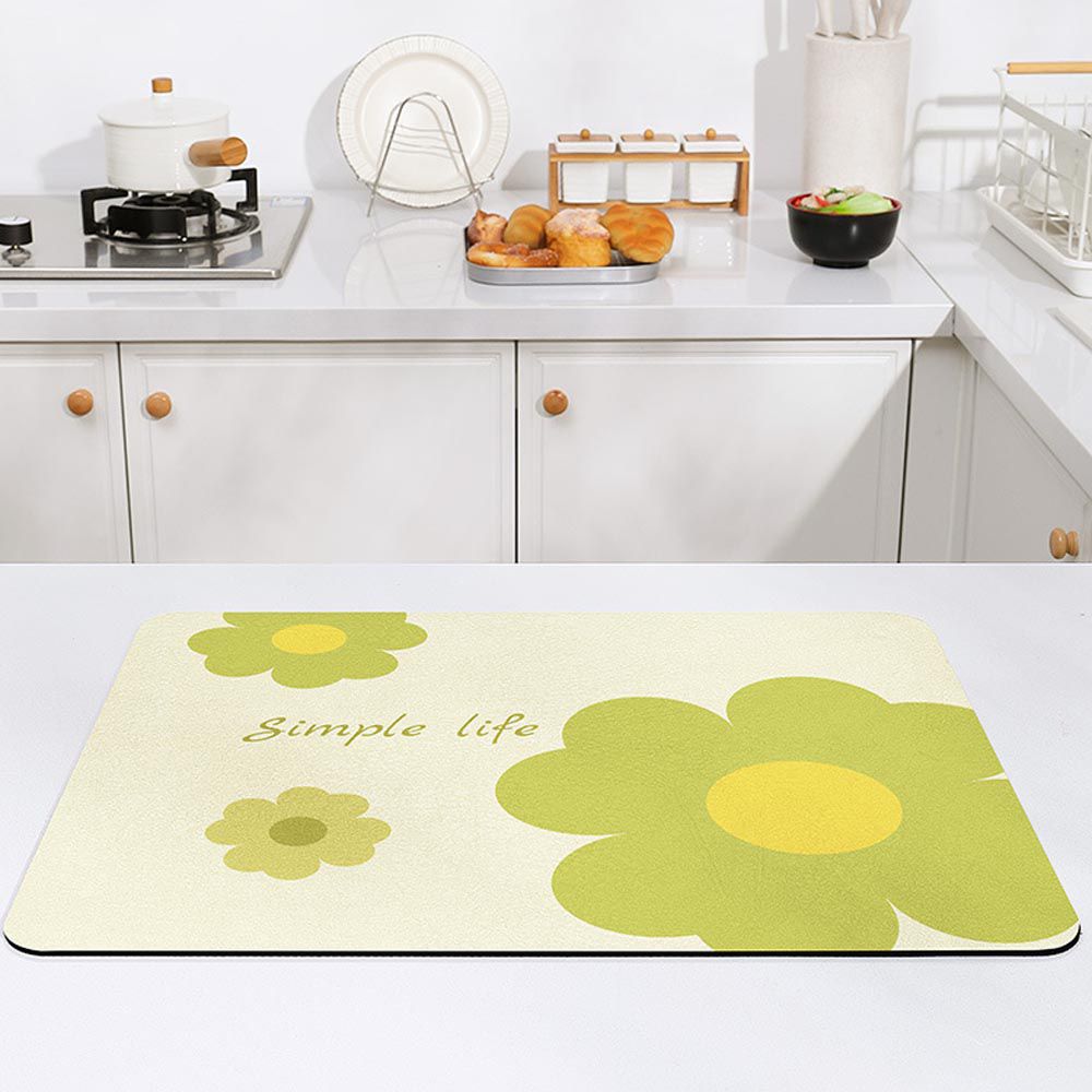 廚房/吧台吸水防滑隔熱墊-Simple life 花花-綠色