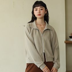KPUWARM - 顯瘦落肩雙開拉鍊休閒外套-典雅灰綠