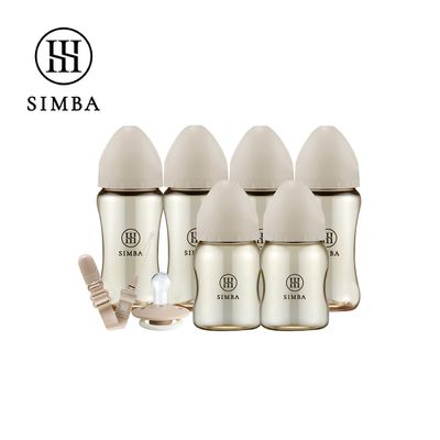Simba 小獅王辛巴 - 咬咬喝喝進階組！新生起手包-夜光型-杏茶