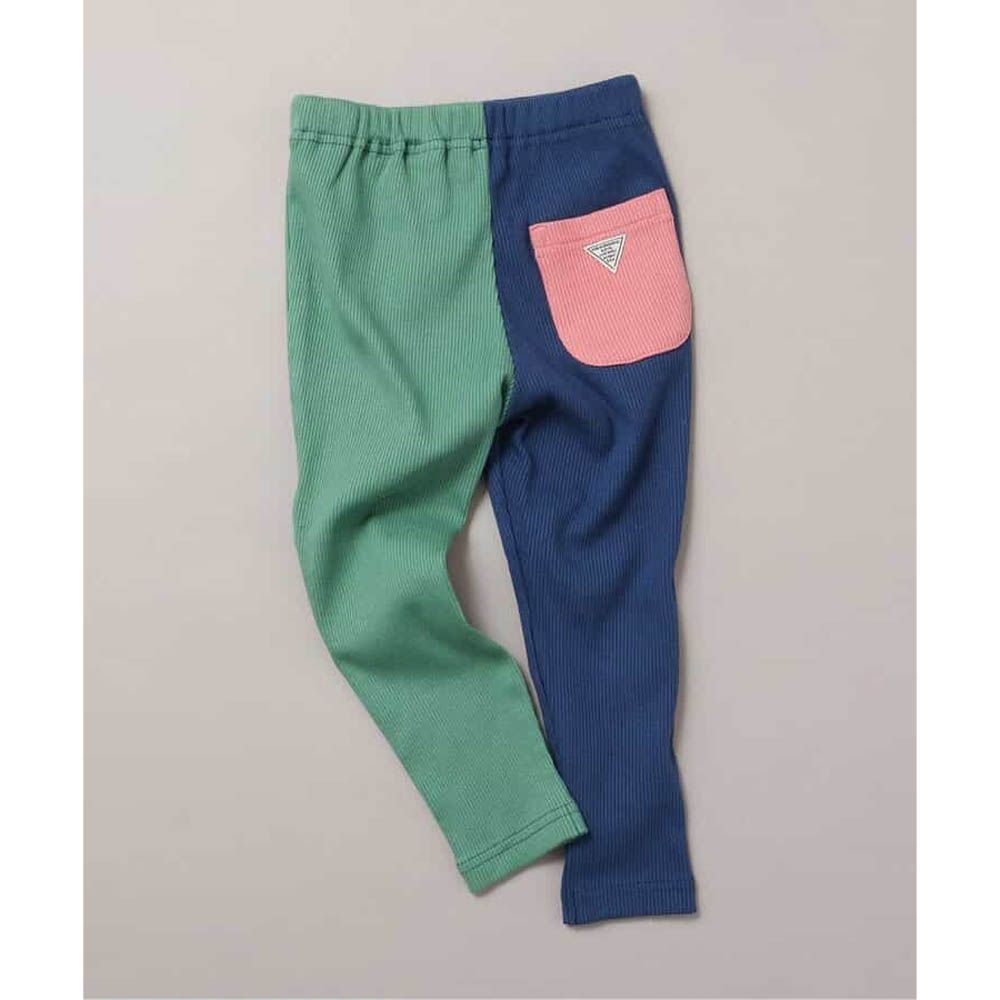 DAISUKI 百搭鬆緊彈性九分褲-撞色-綠X藍