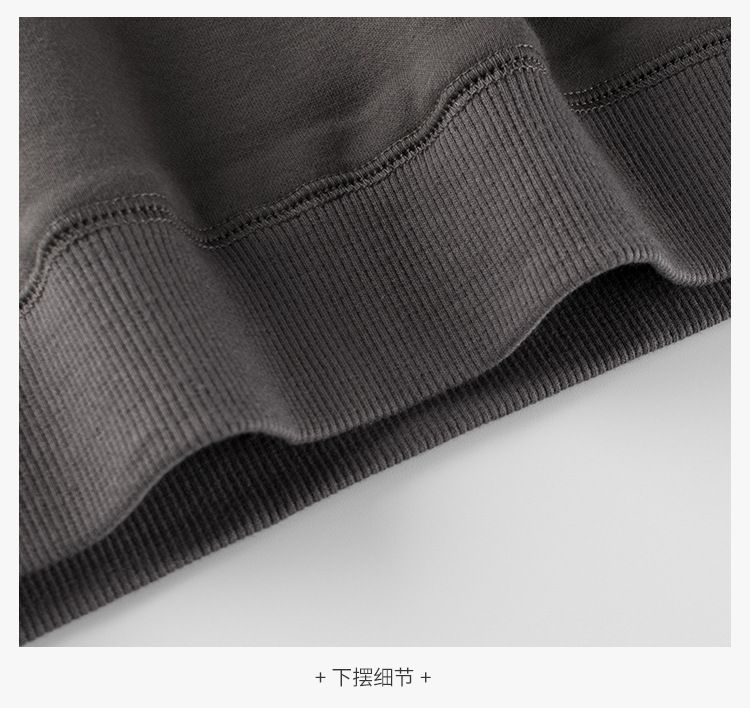 (大童)加絨圓領長袖上衣/大學T-愛心兔兔-深灰色