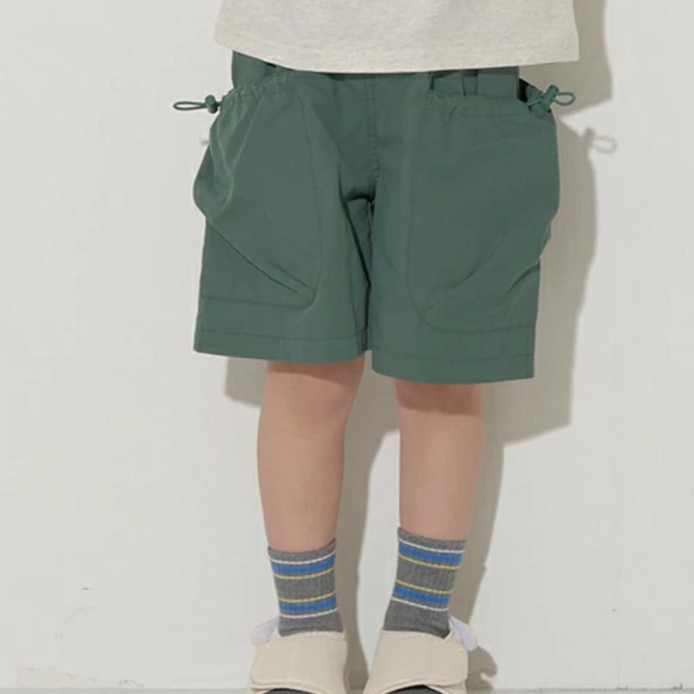 日本 b-ROOM - 大口袋寬鬆工裝風短褲-濃綠